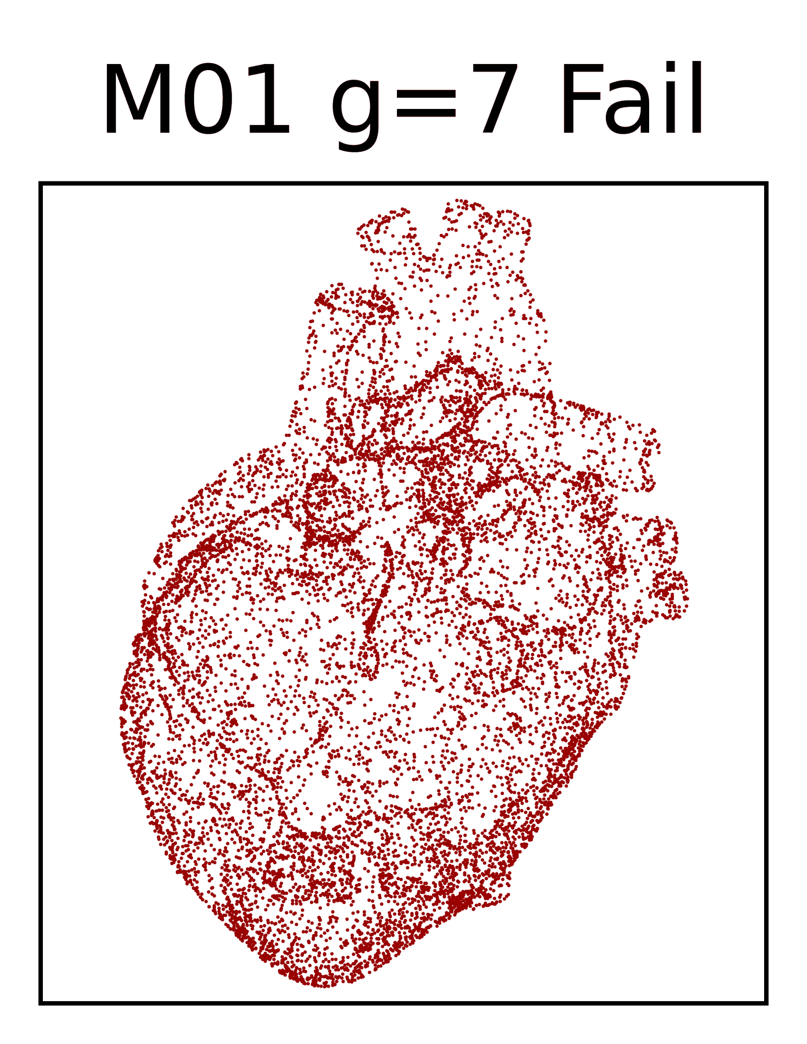 (b) Vertex projection of mesh M01, L2 run 2, labeled M01 g=7 Fail